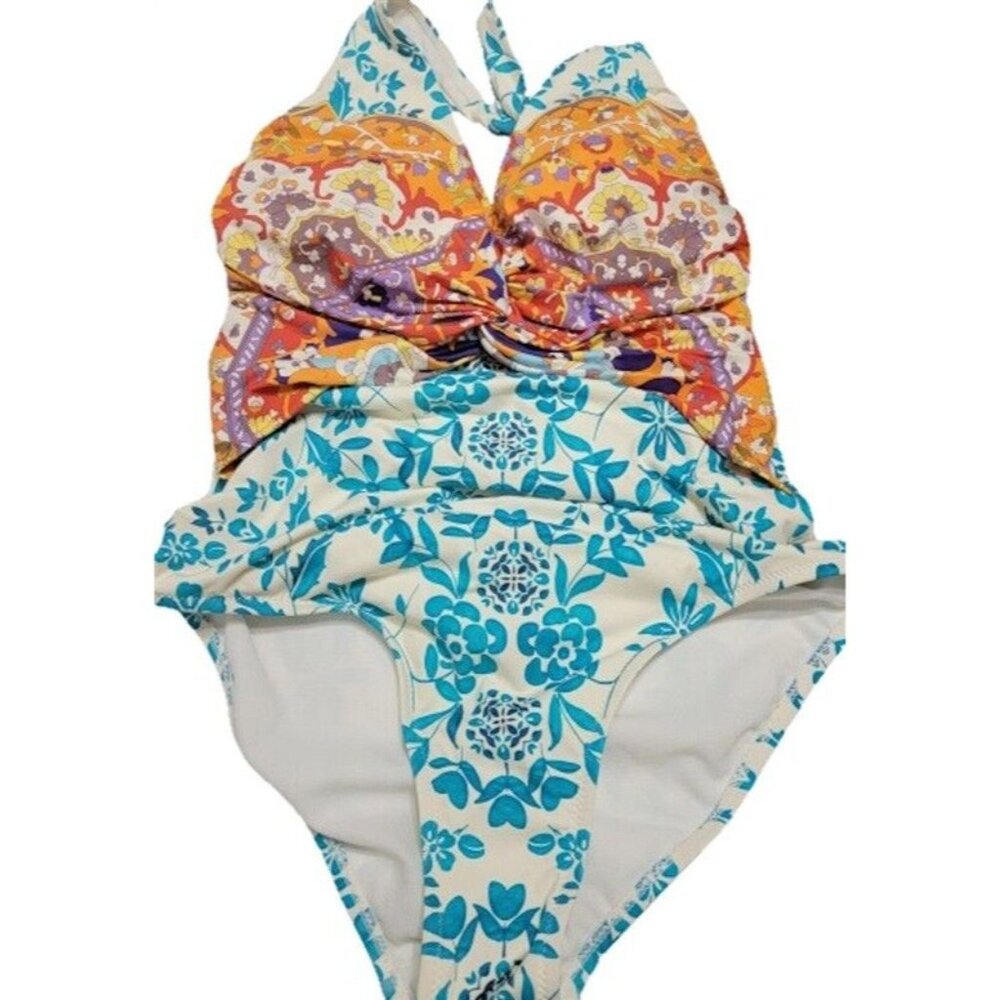NWOT Johnny Was S Halter Floral 1 Pc Swimsuit 117642
